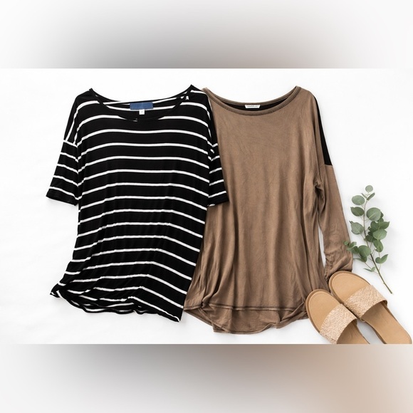 None Tops - Bundle of 2 Relaxed Fit Tops | Neutral Casual Basics | Size M